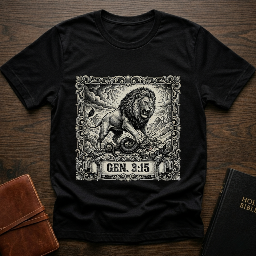 Genesis 3:15 Lion & Serpent Christian T-Shirt