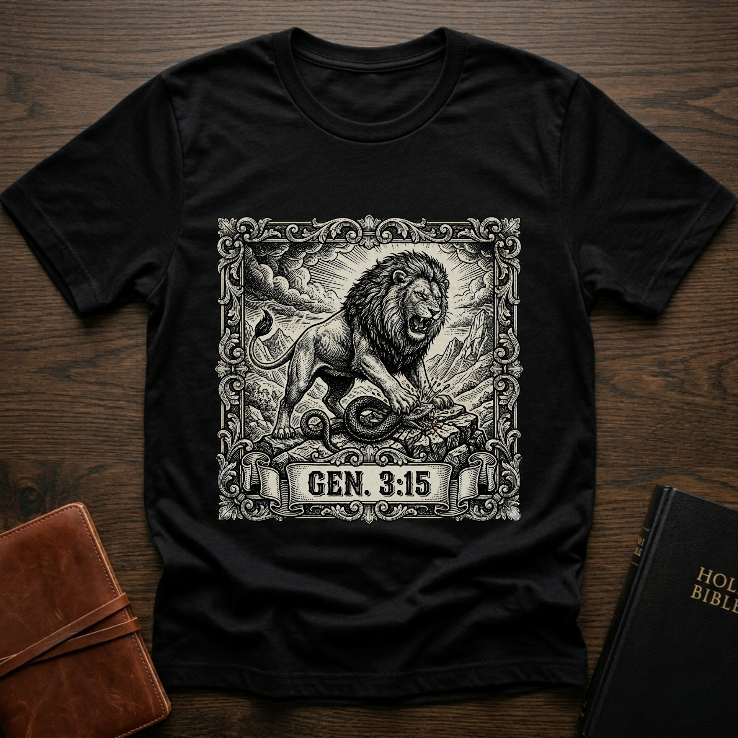 Genesis 3:15 Lion & Serpent Christian T-Shirt