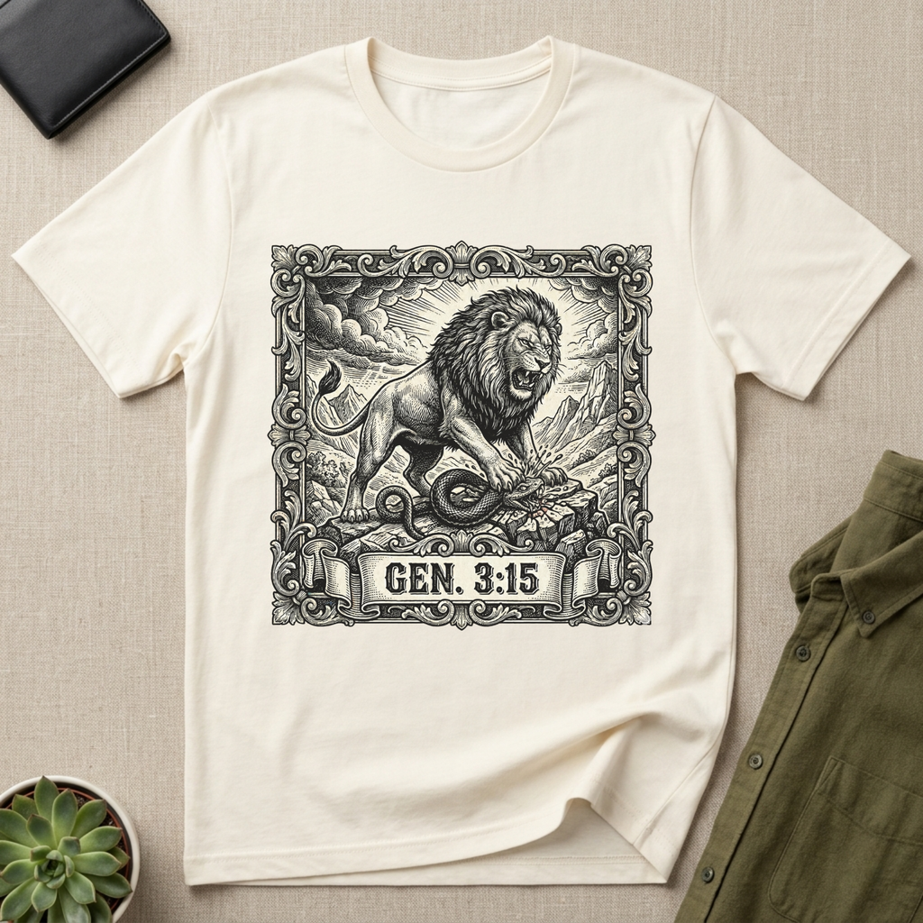 Genesis 3:15 Lion & Serpent Christian T-Shirt