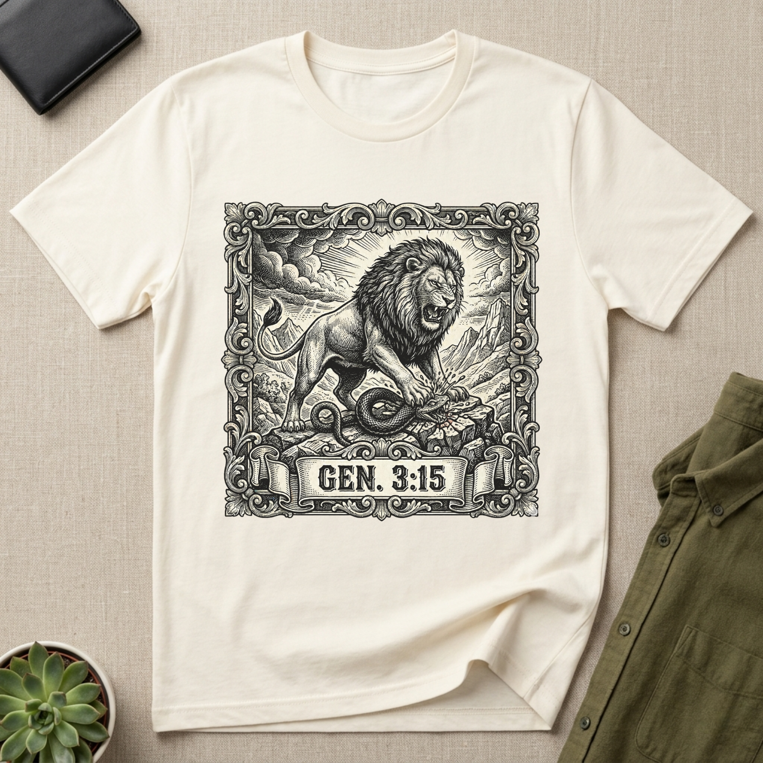 Genesis 3:15 Lion & Serpent Christian T-Shirt