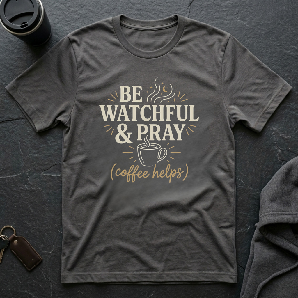 Be Watchful & Pray Coffee Helps T-Shirt