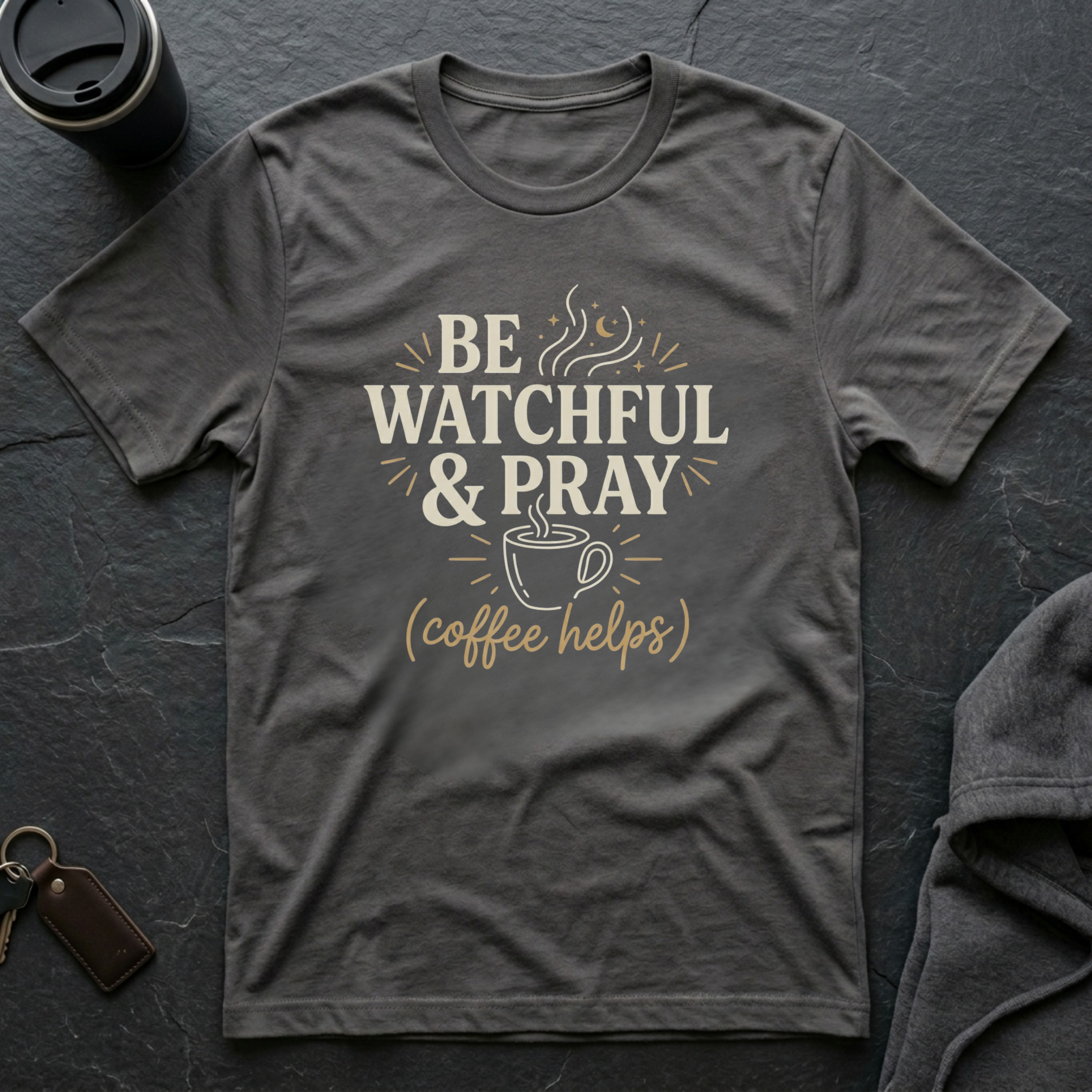 Be Watchful & Pray Coffee Helps T-Shirt