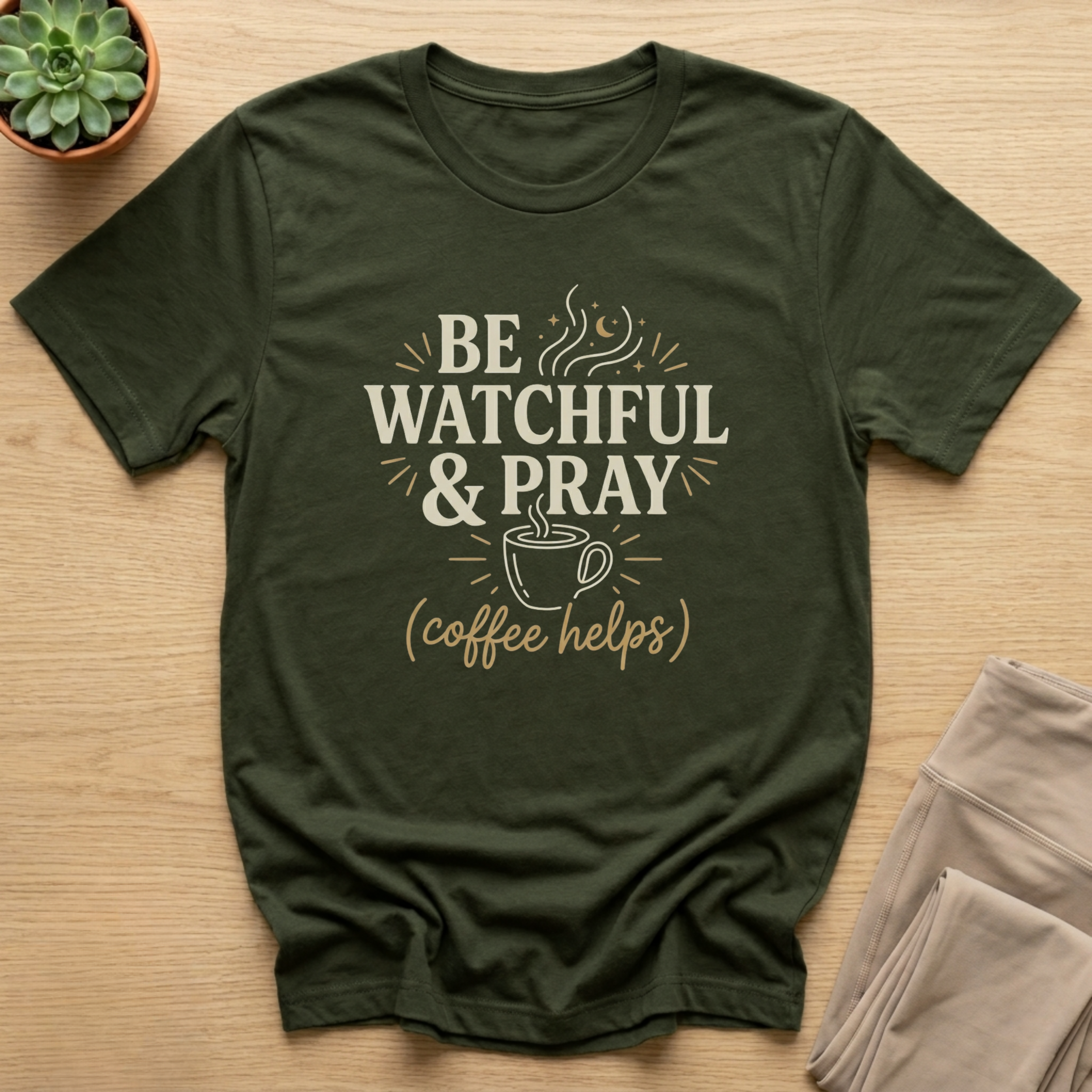 Be Watchful & Pray Coffee Helps T-Shirt