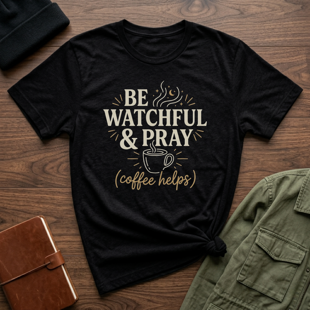 Be Watchful & Pray Coffee Helps T-Shirt