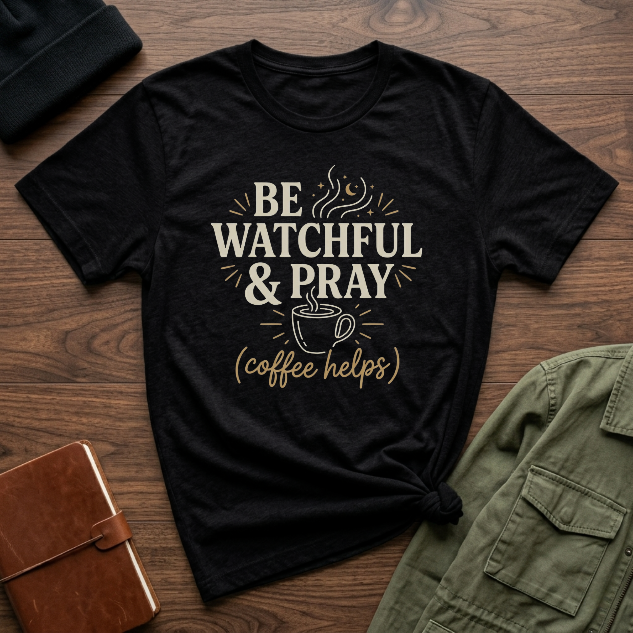 Be Watchful & Pray Coffee Helps T-Shirt