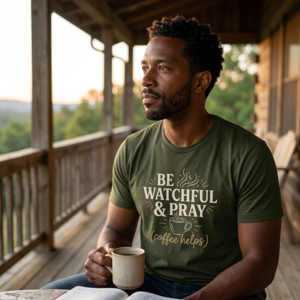 Be Watchful & Pray Coffee Helps T-Shirt