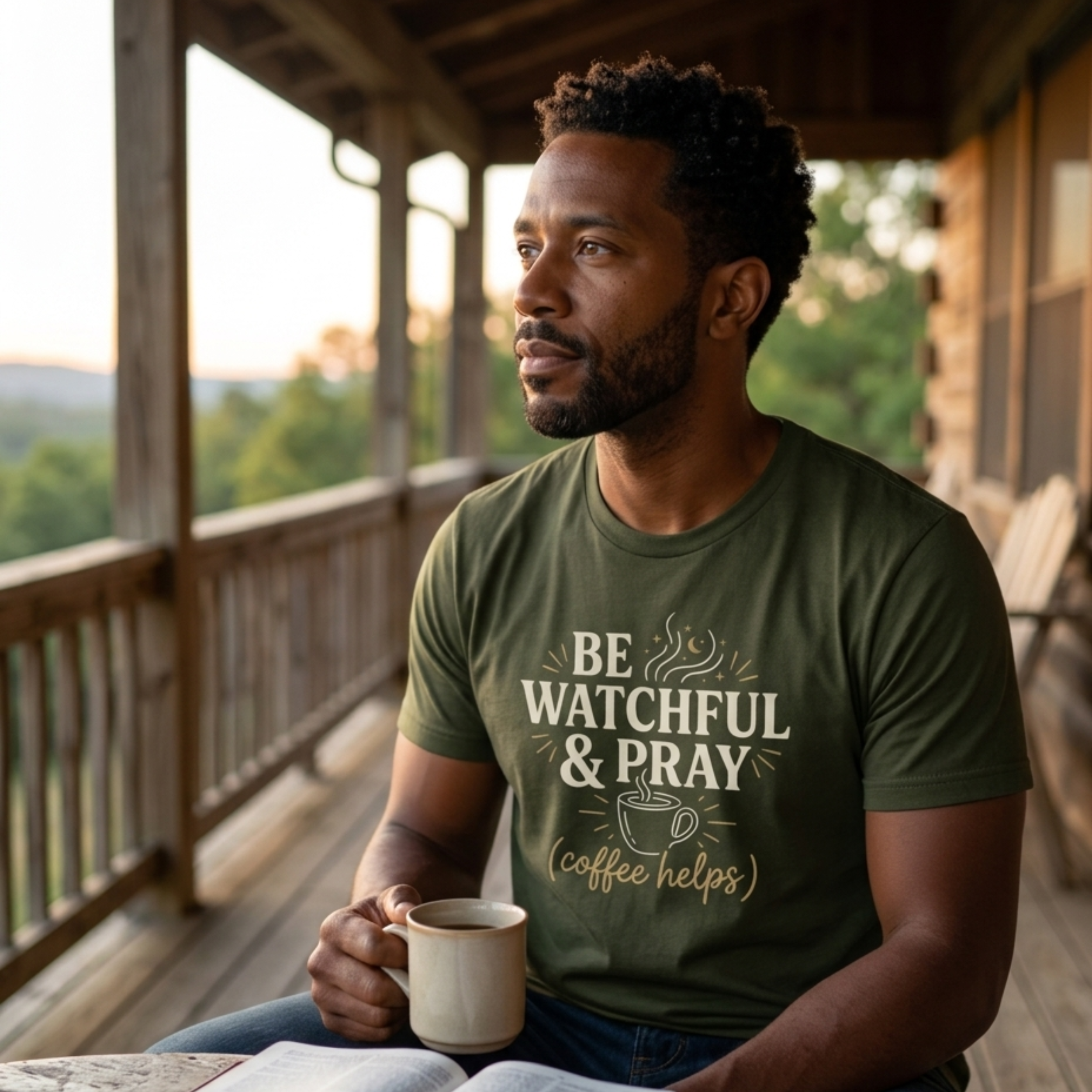Be Watchful & Pray Coffee Helps T-Shirt