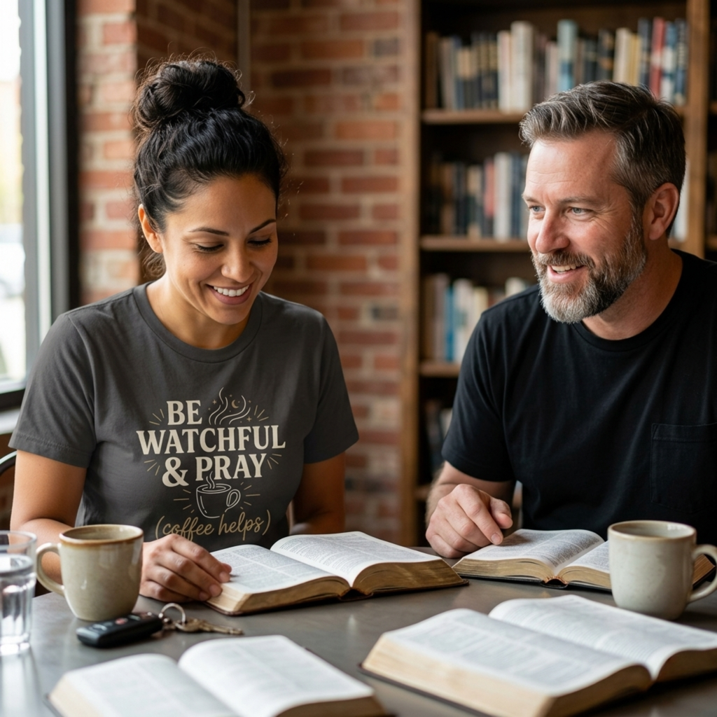 Be Watchful & Pray Coffee Helps T-Shirt
