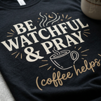 Be Watchful & Pray Coffee Helps T-Shirt
