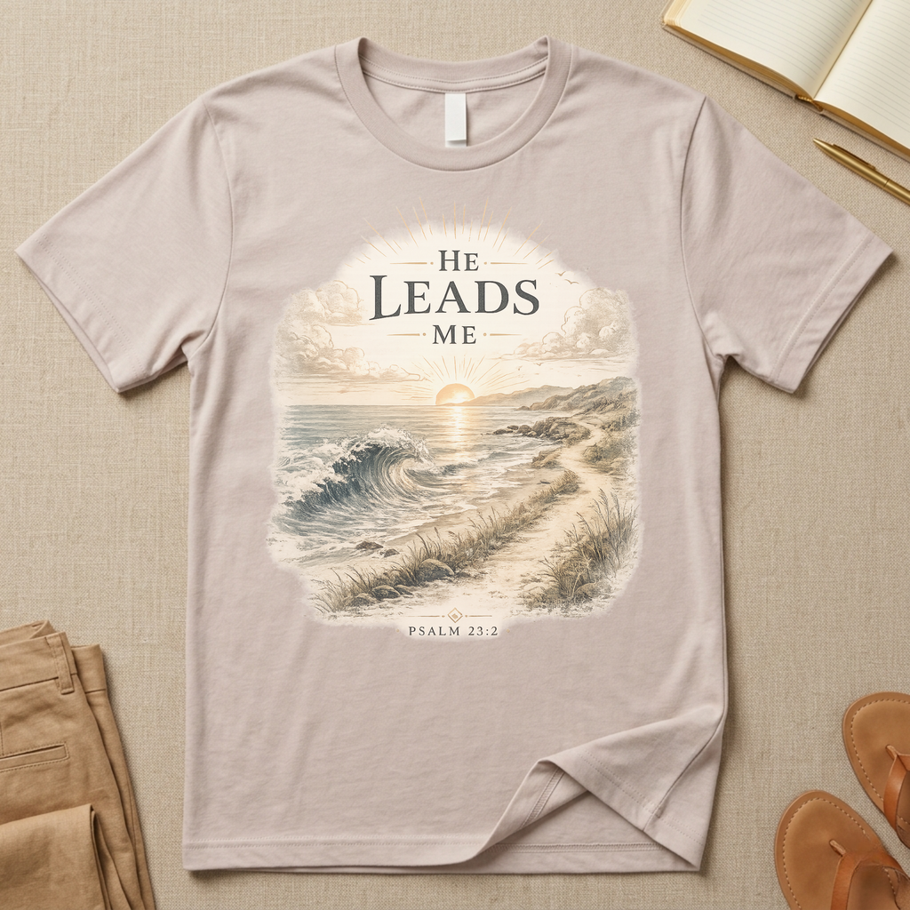 He Leads Me Christian Shirt