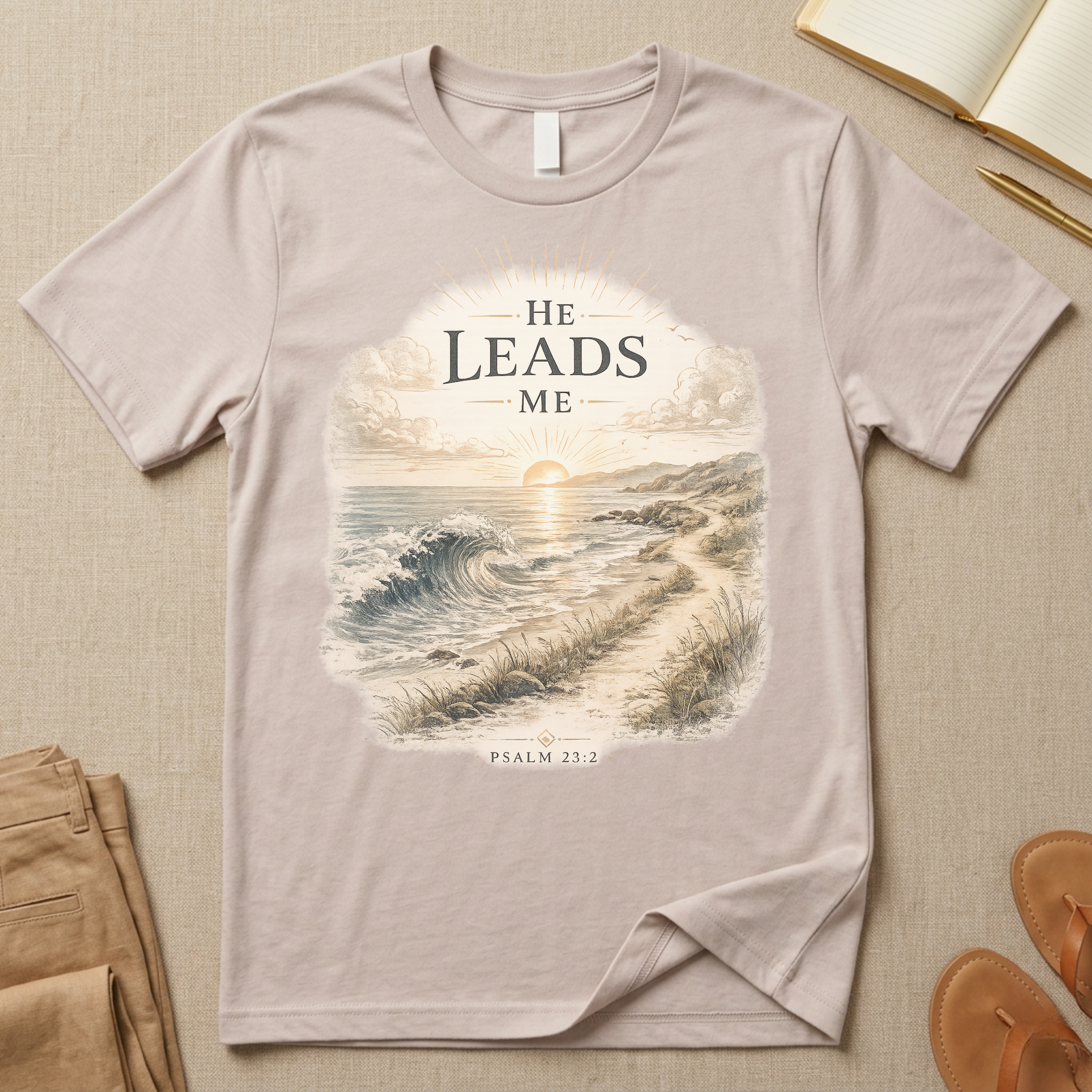 He Leads Me Christian Shirt