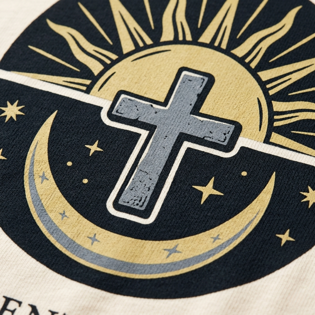 Christian Cross & Moon Faith T-Shirt