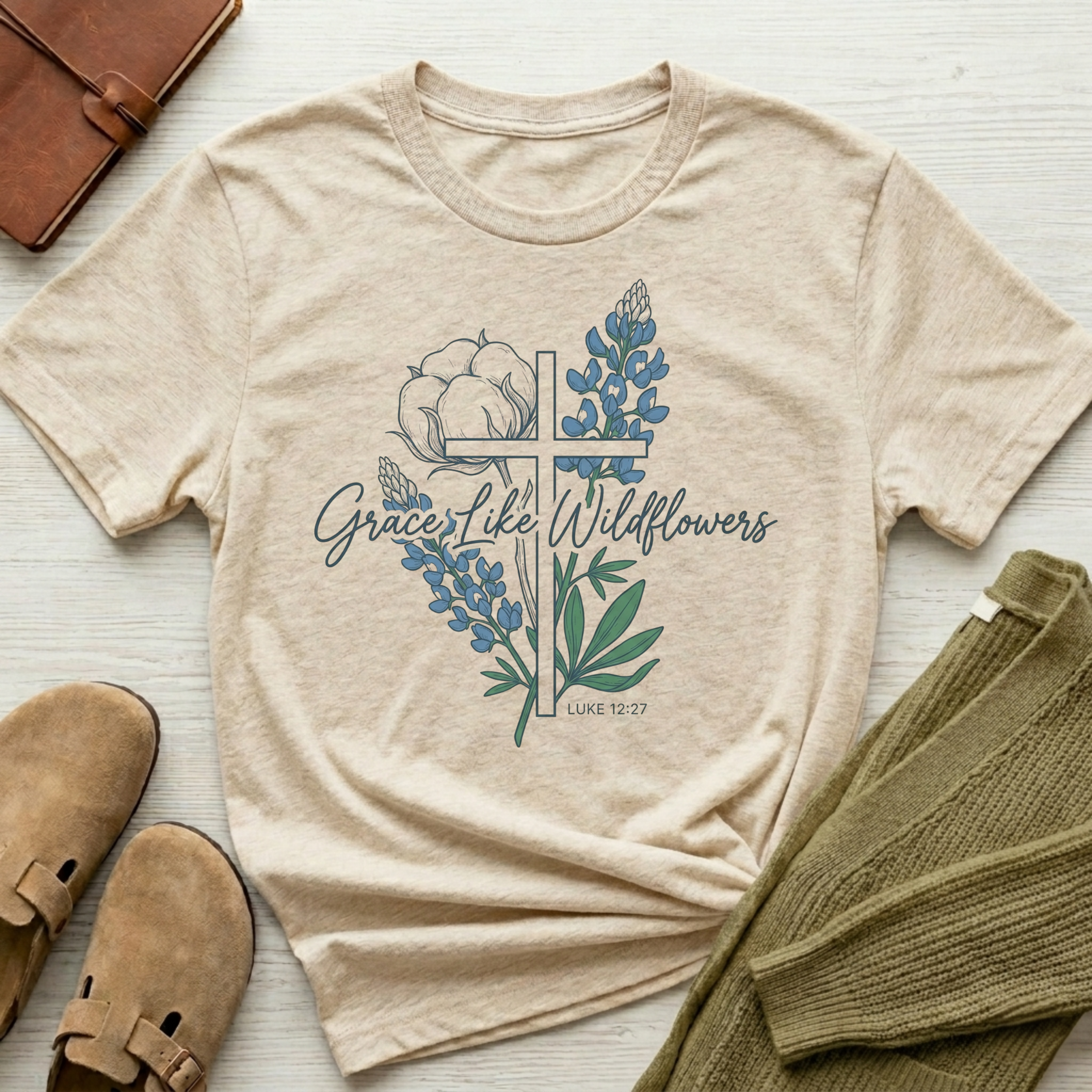 Grace Like Wildflowers Christian T-Shirt