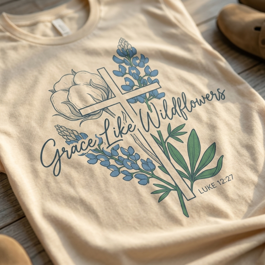 Grace Like Wildflowers Christian T-Shirt