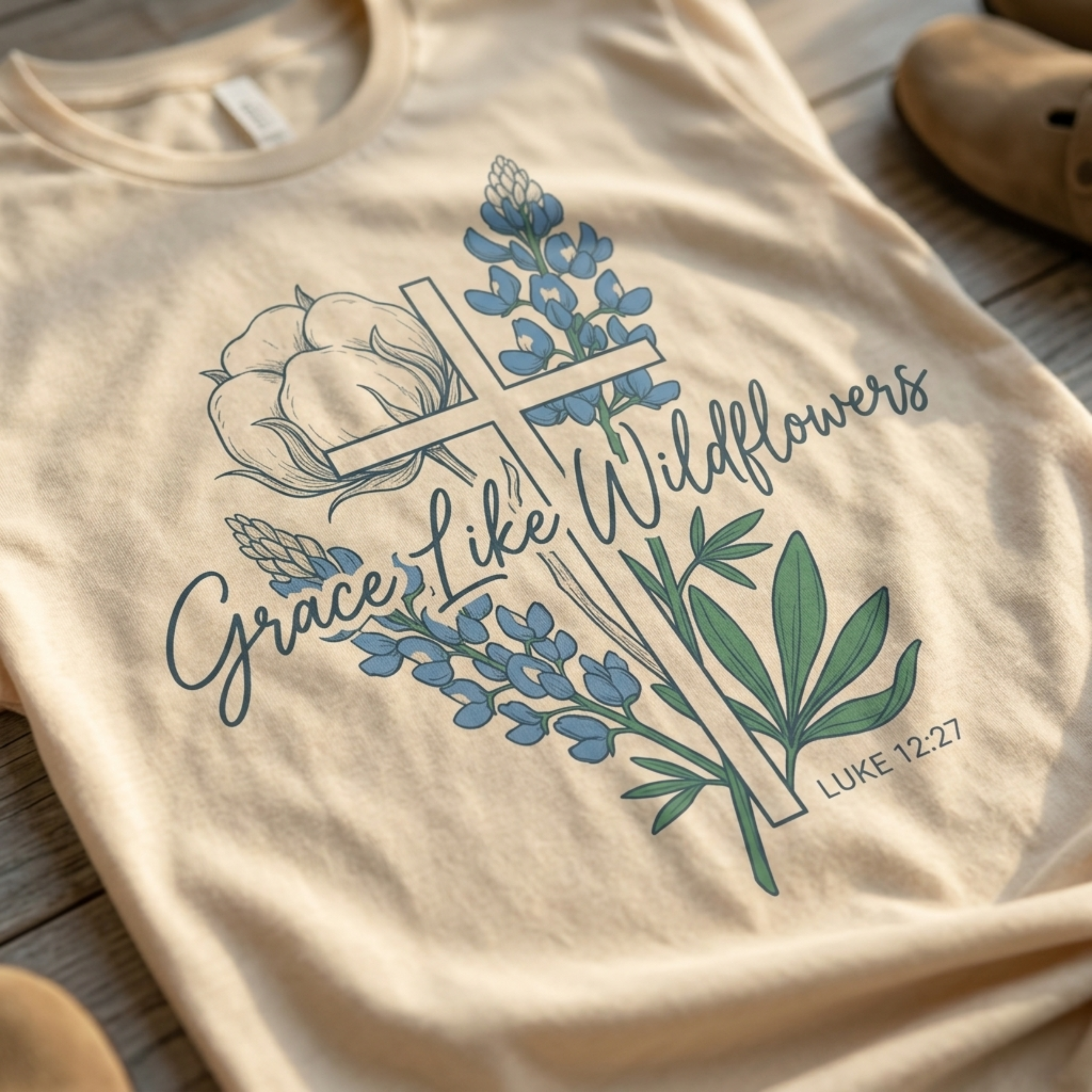 Grace Like Wildflowers Christian T-Shirt
