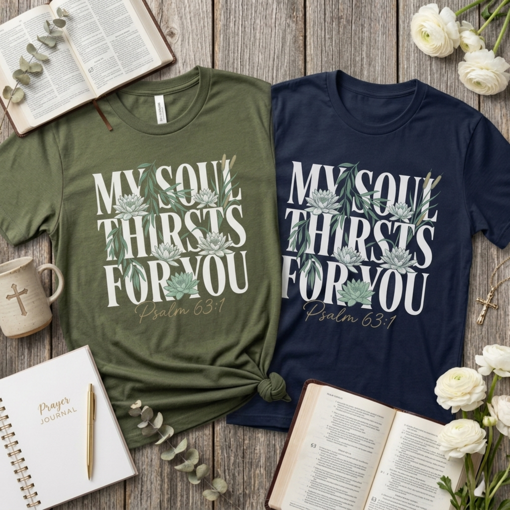 My Soul Thirsts for You Floral Christian T-Shirt