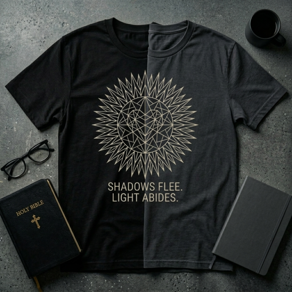 Shadows Flee Light Abides Christian T-Shirt