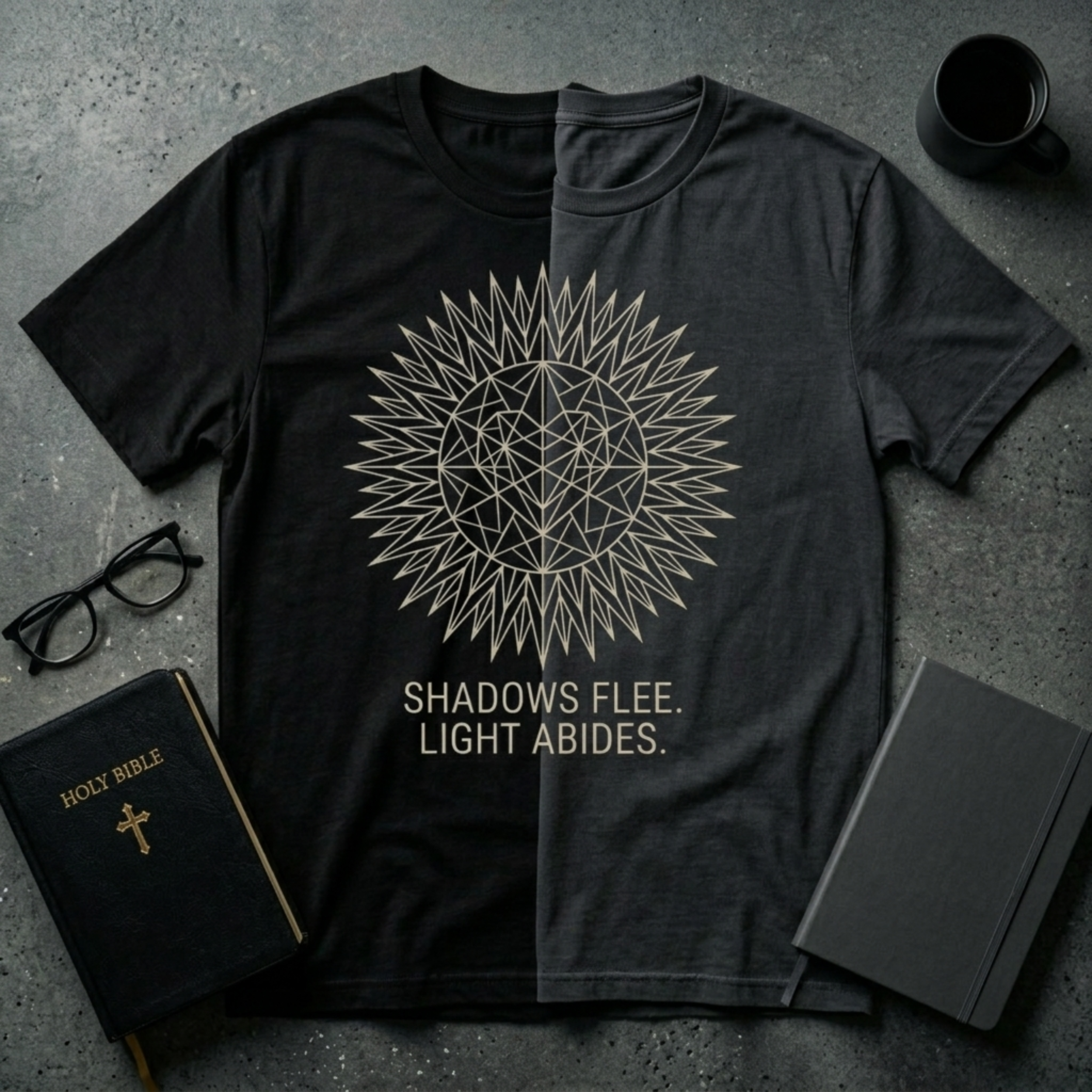 Shadows Flee Light Abides Christian T-Shirt