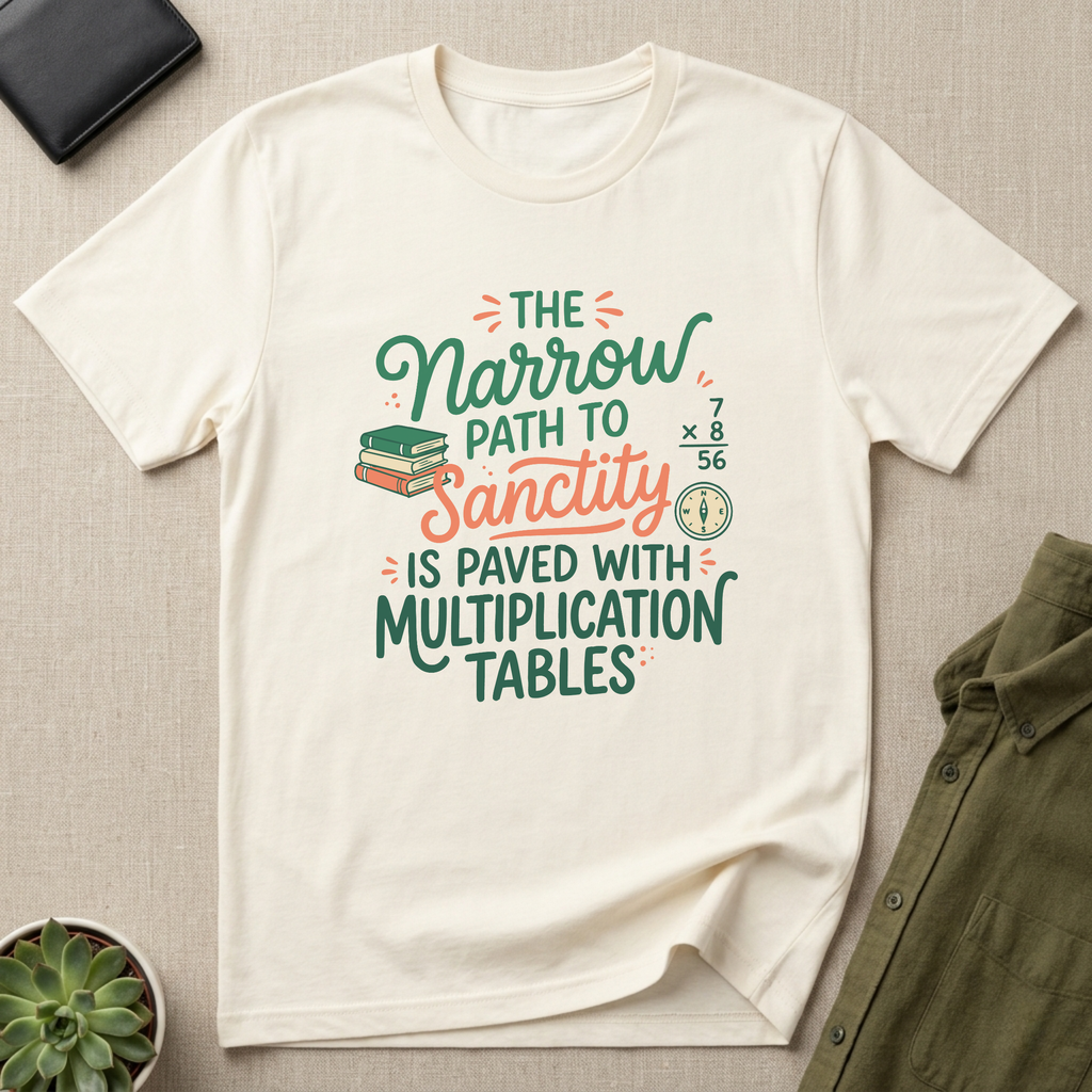 The Narrow Path to Sanctity Christian Teacher Shirt