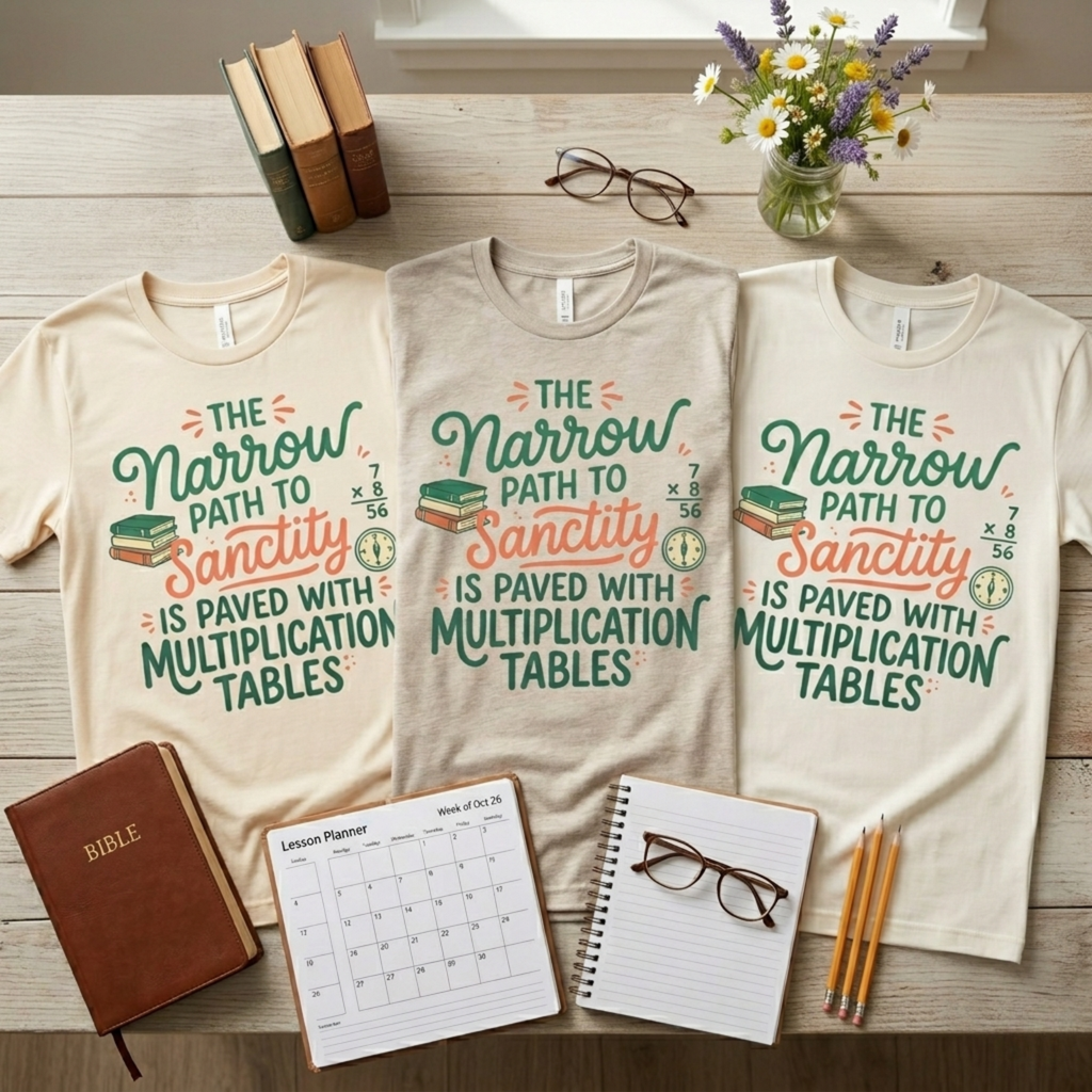 The Narrow Path to Sanctity Christian Teacher Shirt