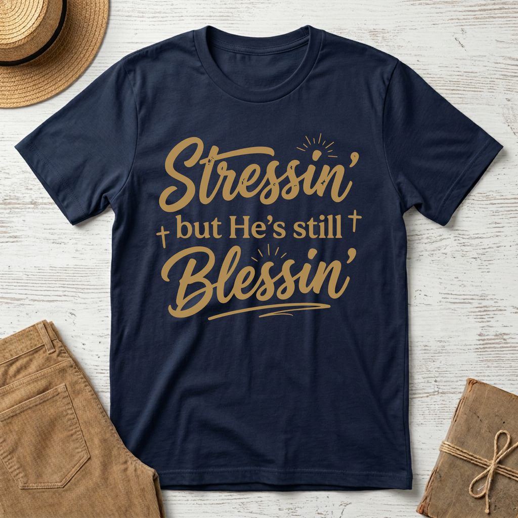 Stressin' But He's Still Blessin' Christian T-Shirt