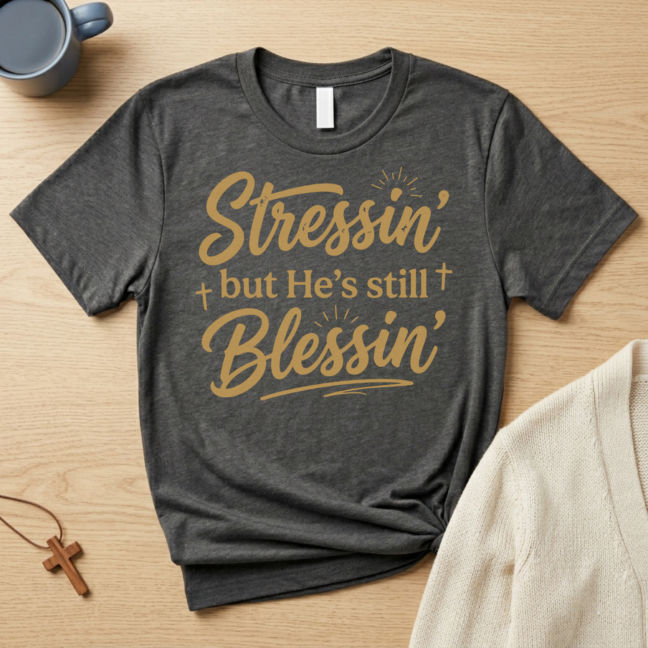 Stressin' But He's Still Blessin' Christian T-Shirt