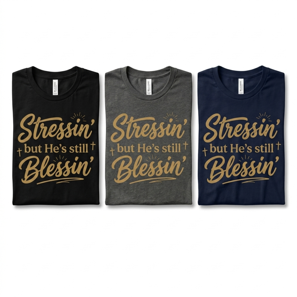 Stressin' But He's Still Blessin' Christian T-Shirt