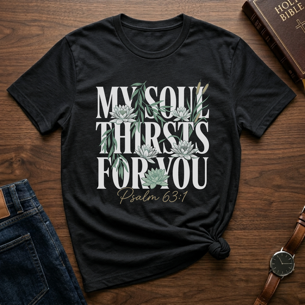 My Soul Thirsts for You Floral Christian T-Shirt