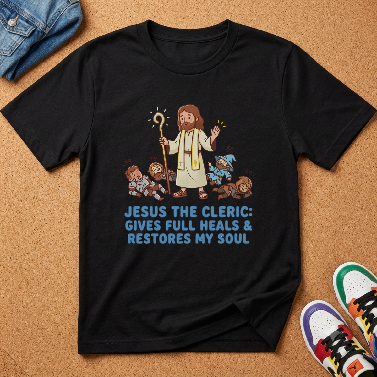Jesus the Cleric Christian Gamer Kids Shirt