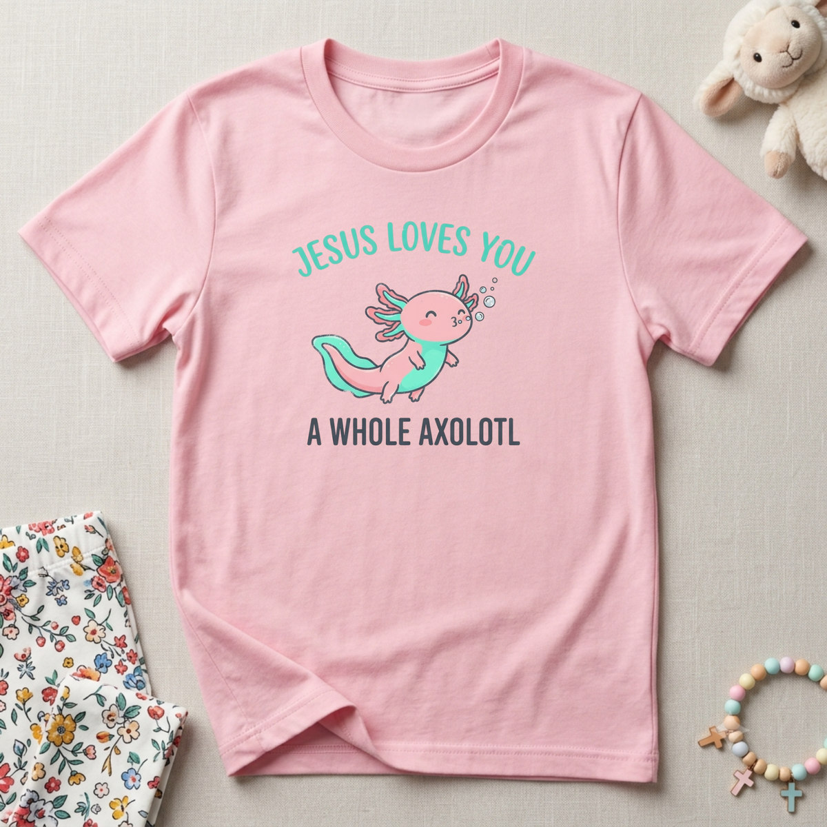 Jesus Loves You Axolotl Kids Christian T-Shirt