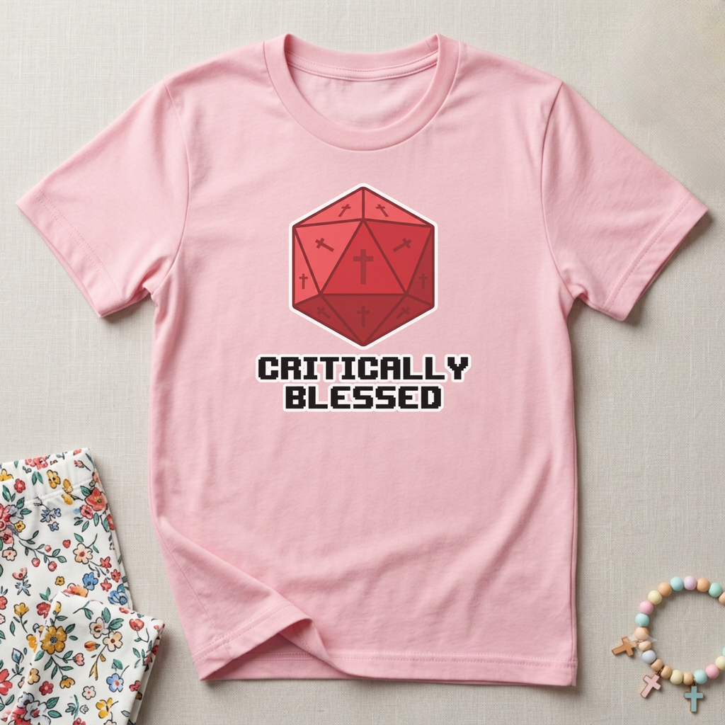 Critically Blessed Kids Christian Gamer Shirt