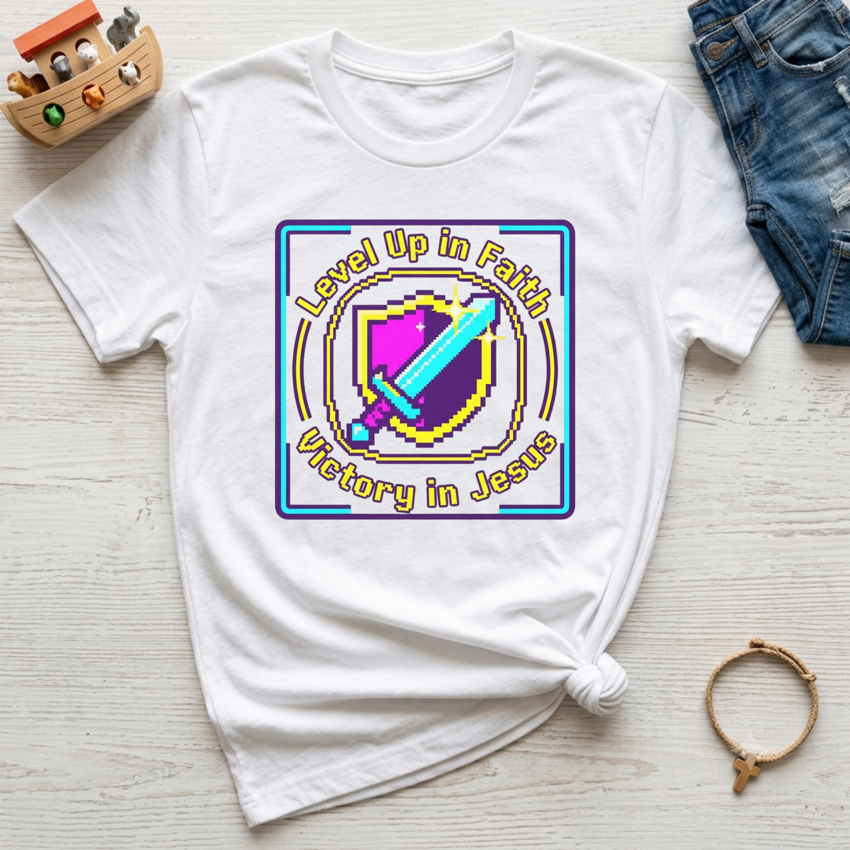 Kids Christian T-Shirt – Level Up in Faith