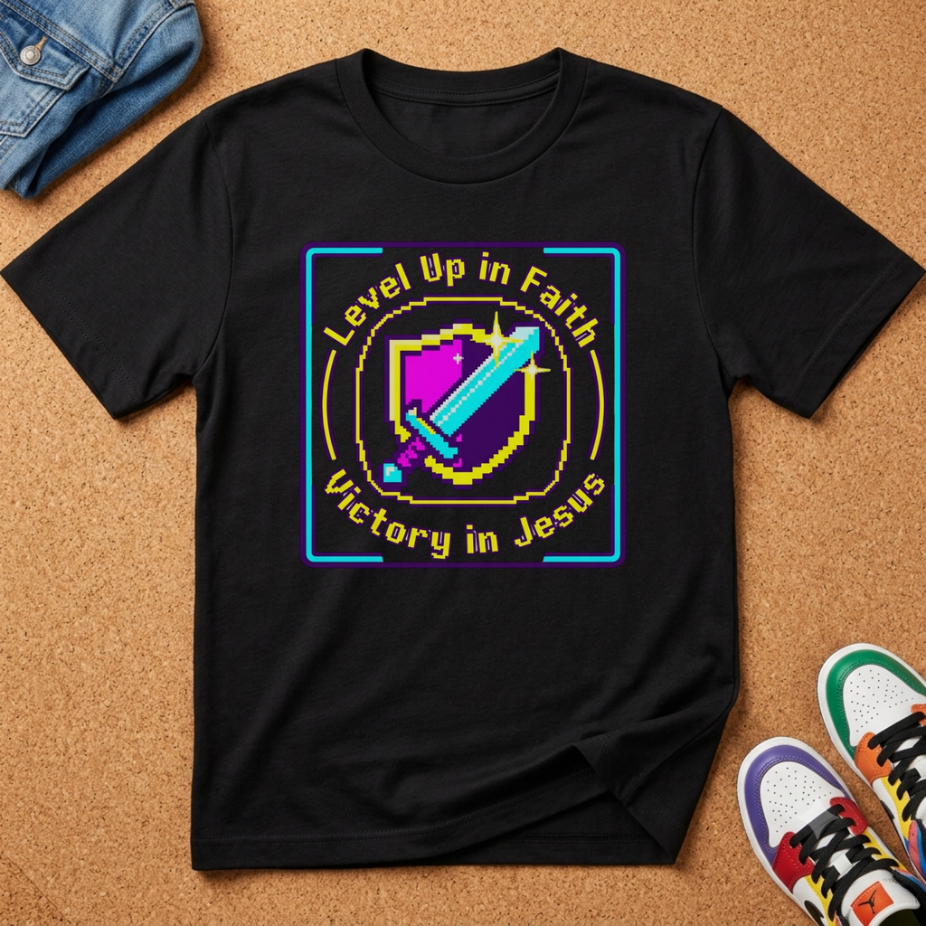 Kids Christian T-Shirt – Level Up in Faith