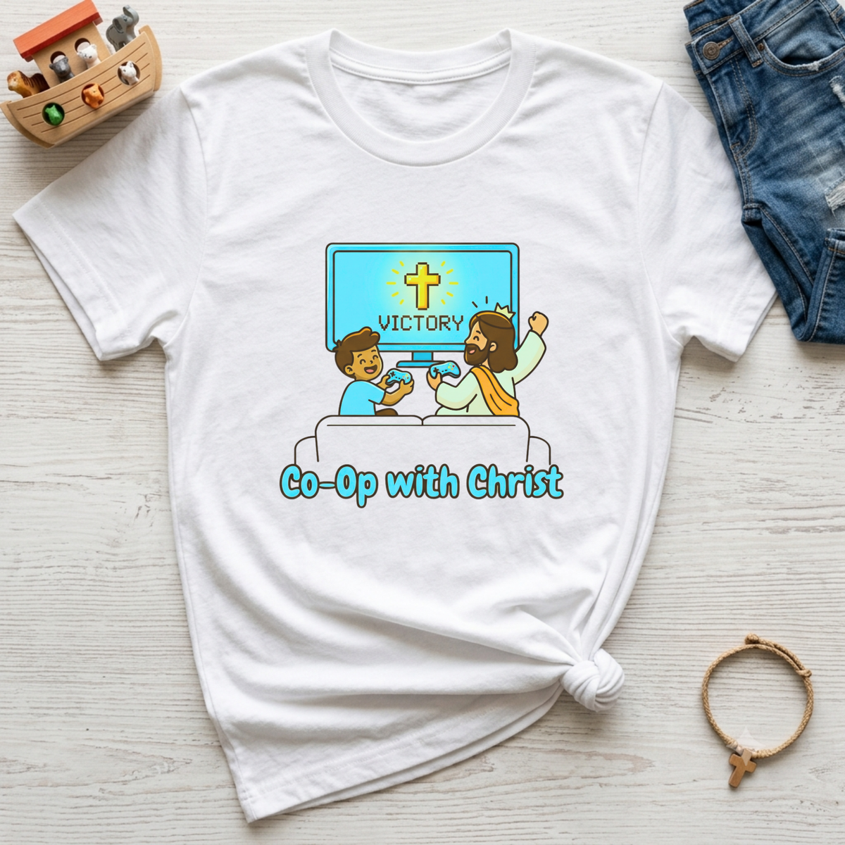 Christian Gamer Kids Shirt – Co-Op With Christ Kids Shirt
