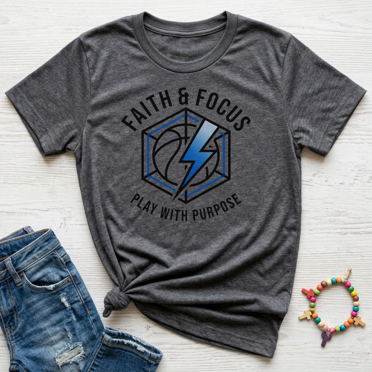 Kids Christian Basketball Shirt – Faith & Focus