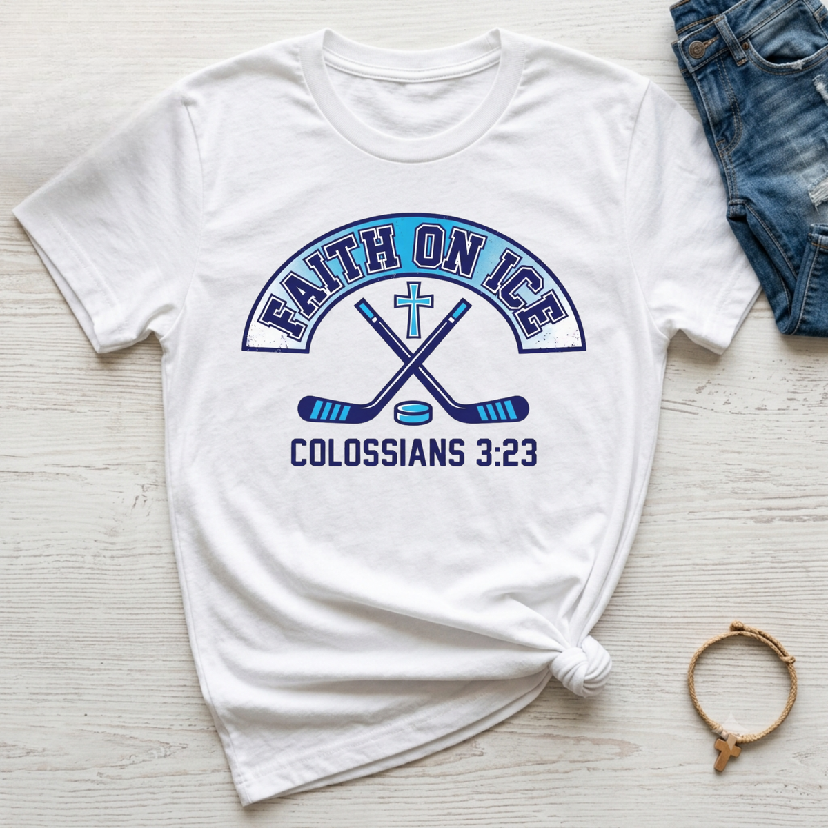 Faith on Ice Kids Christian Hockey Shirt