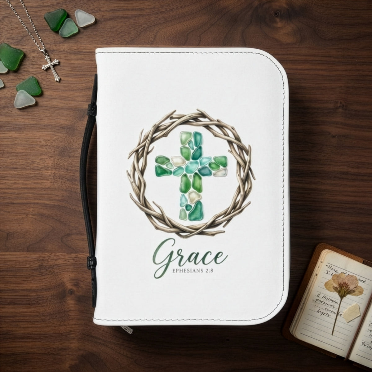 Sea Glass Cross Bible Cover