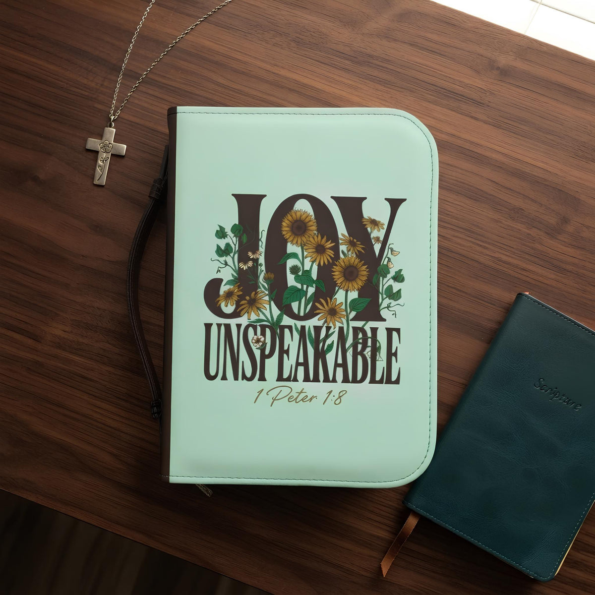 Joy Unspeakable Floral Zippered Bible Case